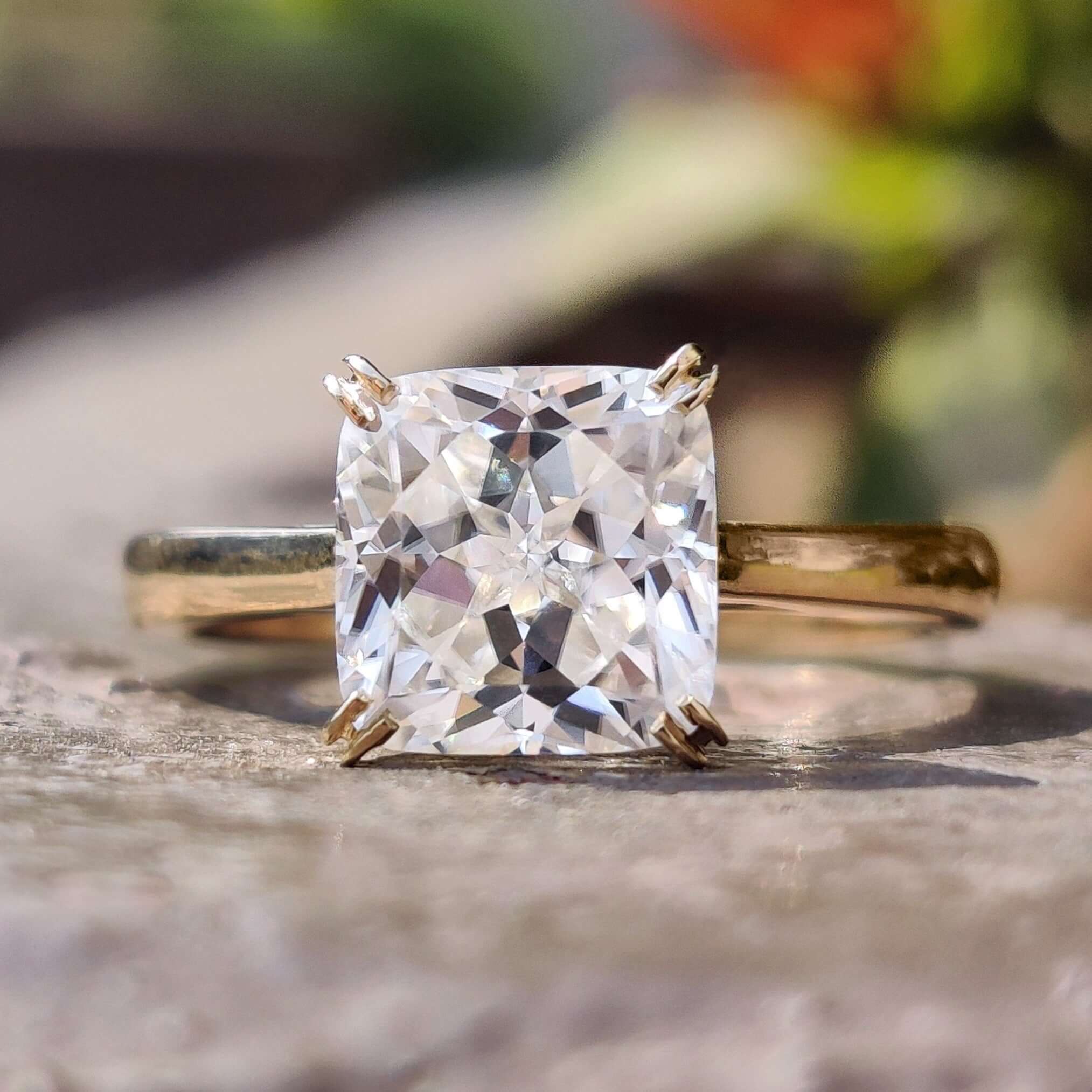 Infinity Symbol Ring, 2.20 CT Cushion Rensu Cut Moissanite Solitaire Engagement Ring